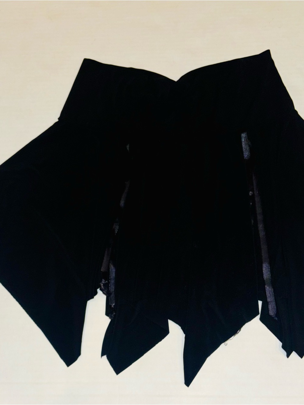 Rave Black Velvet Handkerchief Hem Skirt Size Medium